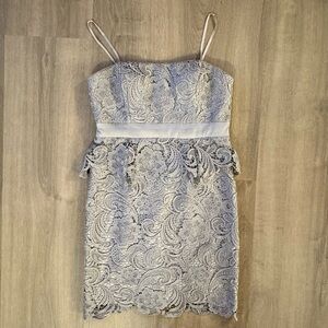 Adrianna Papell Lace Mini Dress in Soft Silver Gray